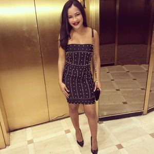 Black strapless studded dress